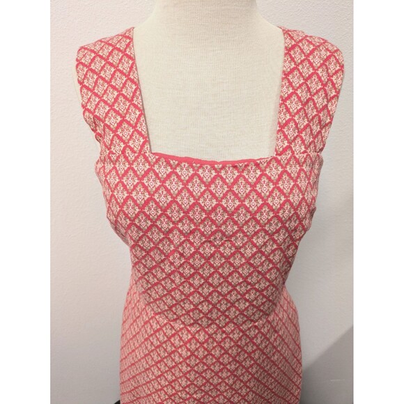 Gap Linen/Cotton Pink Diamond Weave Fit & Flare Square Neck Dress sz 4 Preppy - Picture 5 of 12